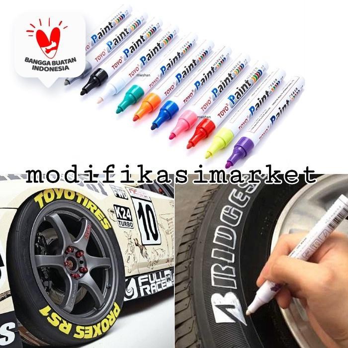 

spidol ban putih toyo paint marker ori - Merah
