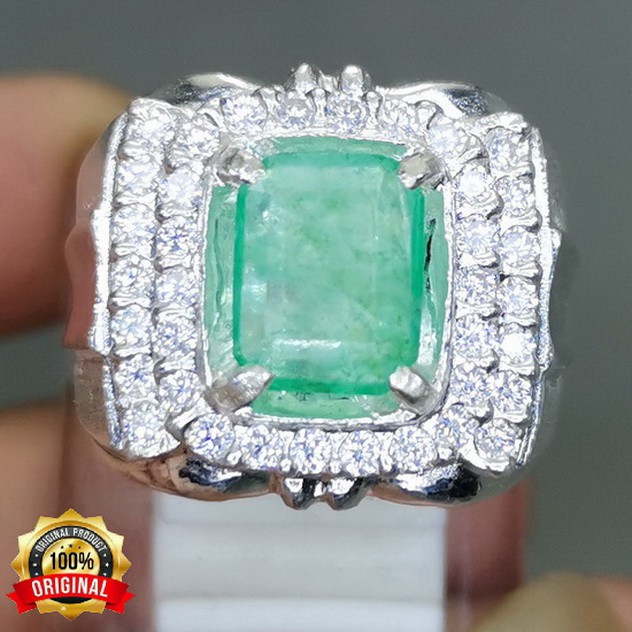 Batu Akik NATURAL ZAMRUD Colombia Ring Perak