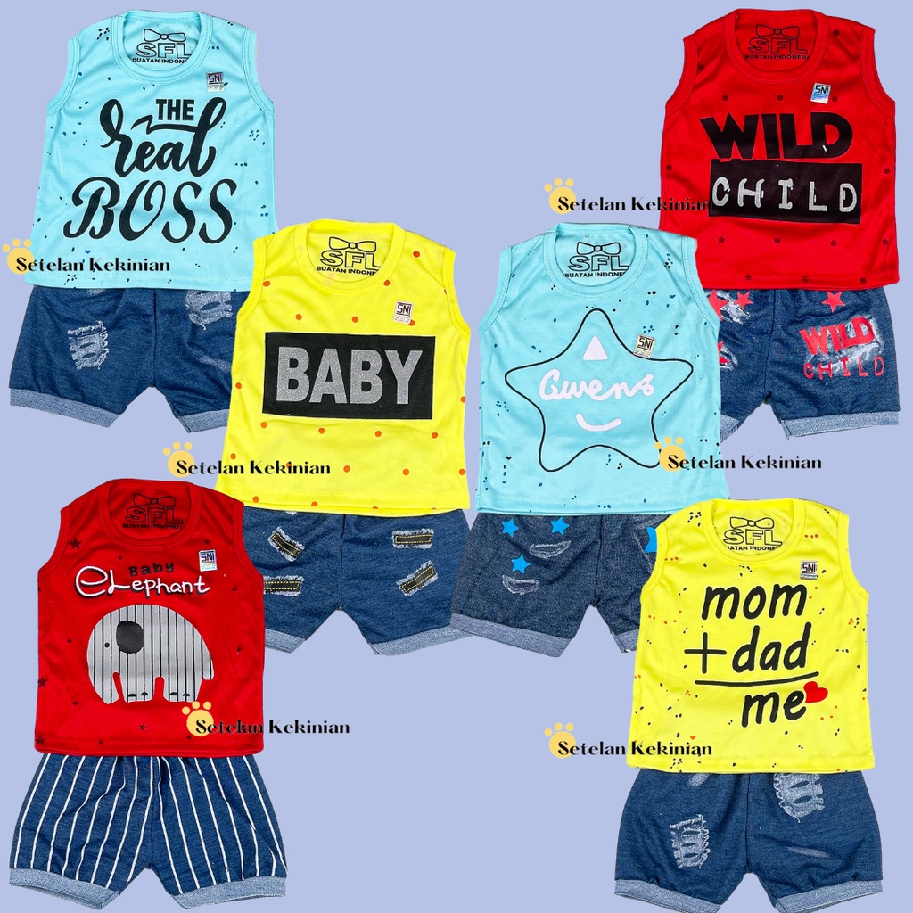 [SINGLET] Set Baby Boy Singlet 0-12bulan Warna Keren Baju Bayi Lekbong Singlet Baby Set Celana Baby