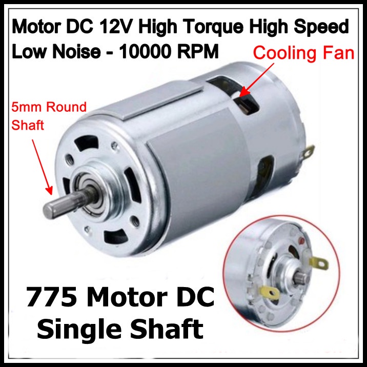 Motor 775 DC 12V 10000RPM High Speed Double Single Shaft Low Noise Dinamo 775 12 Volt Round D Shaft Penggerak