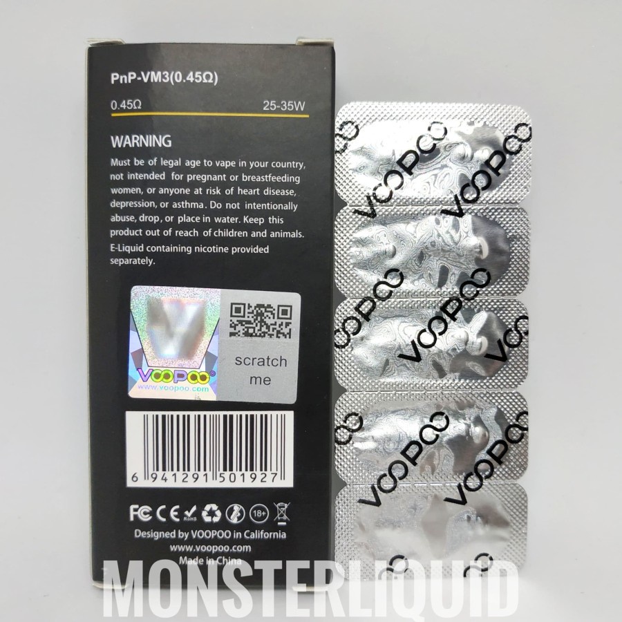 VINCI REPLACEMENT COIL 0.45 OHM PNP-VM3 AUTHENTIC BY VOOPOO ISI 5 PCS