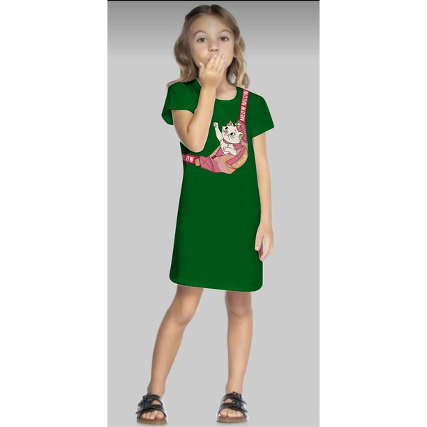 TokoMilkan - Dress Anak perempuan Gambar Kucing SLINGBAG DRESS Anak