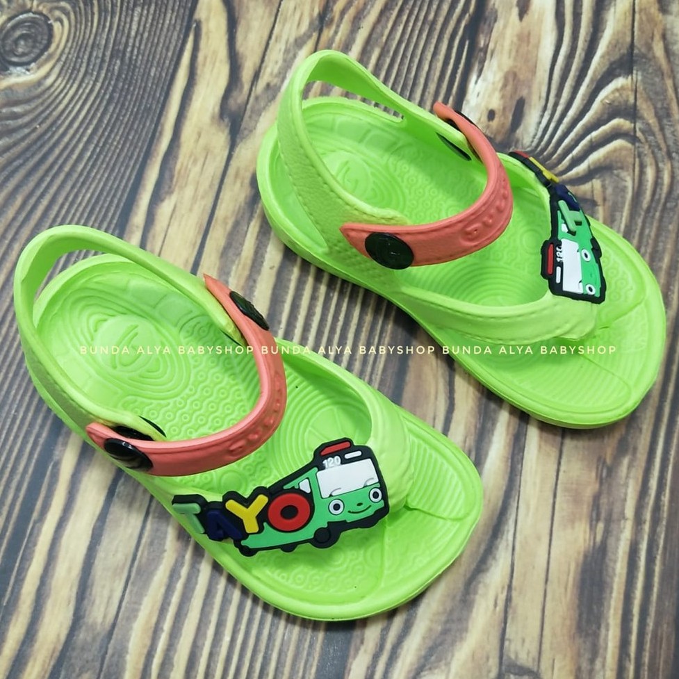 Sandal Anak Laki Jepit Usia 6 Bulan 1 2 Tahun Size 19 -24 - Sendal Bayi Cowok Karet Anti Licin Bus HIJAU