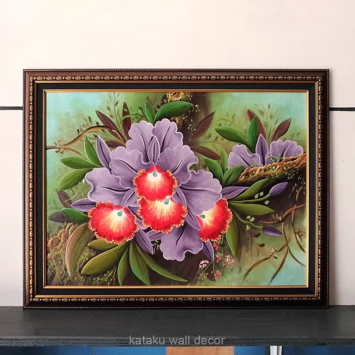 Lukisan Kanvas - Lukisan Bunga Mawar Bunga Anggrek - Hiasan Dinding