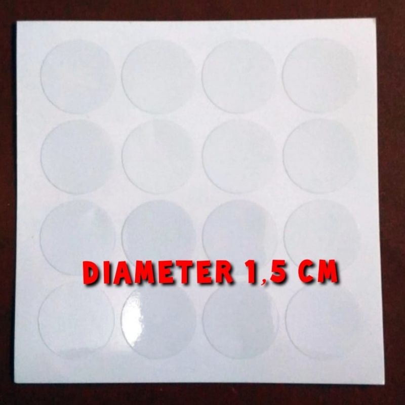 

Paket 100 pcs stiker transparan diameter 1,5cm polos bulat bening