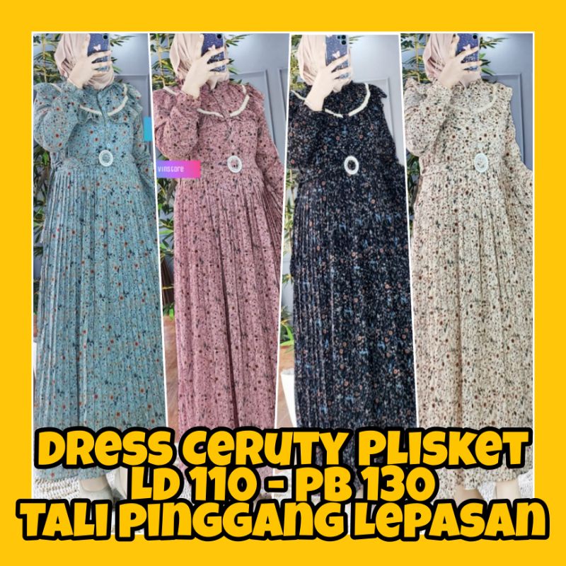 DRESS CERUTY BABYDOLL WARNA HITAM POLOS BUSUI TERBARU GAMIS WANITA MUSLIM REMAJA MOTIF BUNGA BAHAN C
