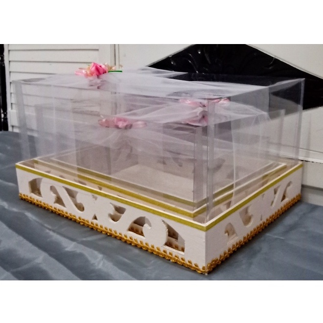 

Kotak Seserahan Hantaran Nikah Box Mahar Set Mika Ukir Tile Silang