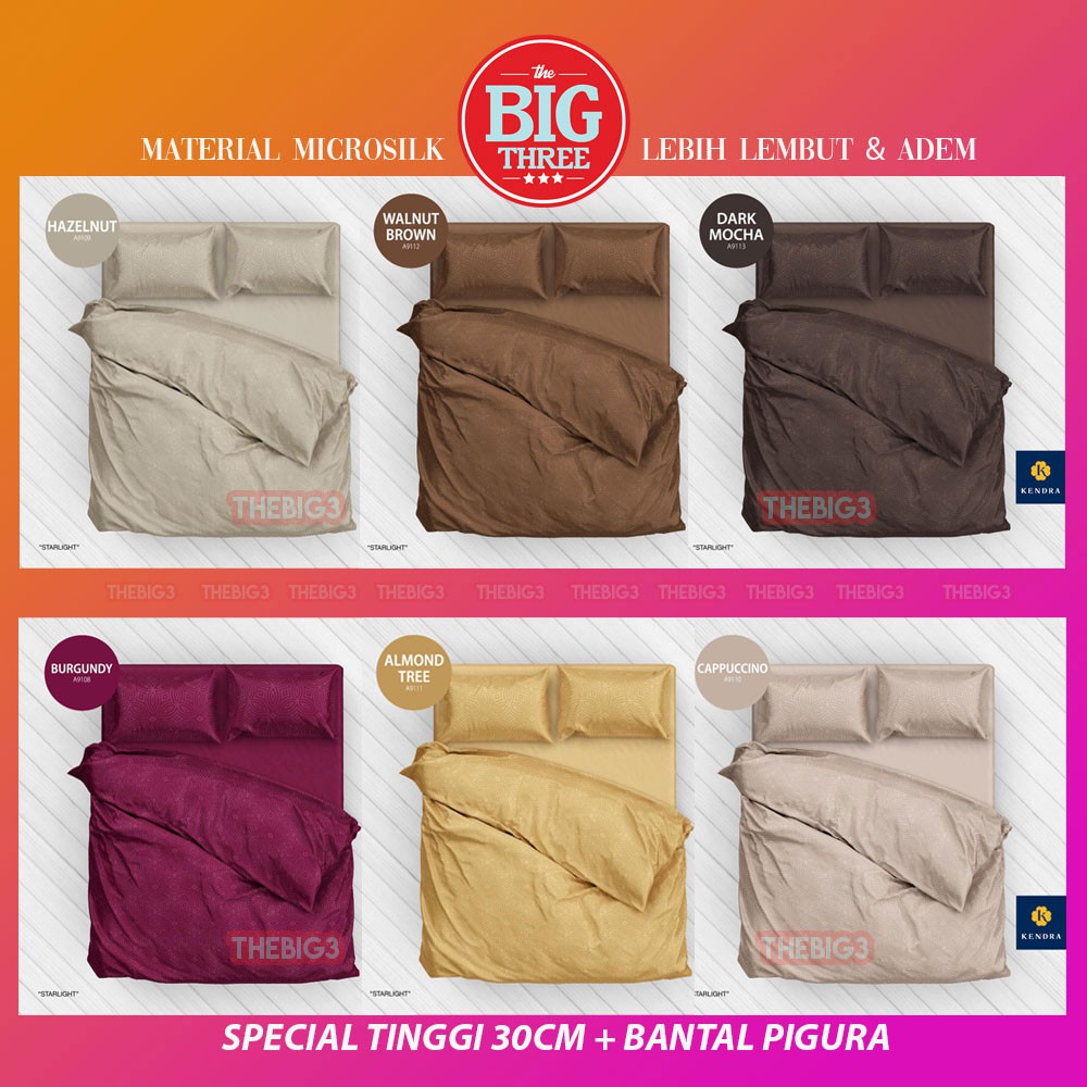 Sprei KENDRA POLOS 160X200 TINGGI 30 warna MERAH PINK HIJAU COKLAT UNGU PUTIH - Queen 160 T30 - SP