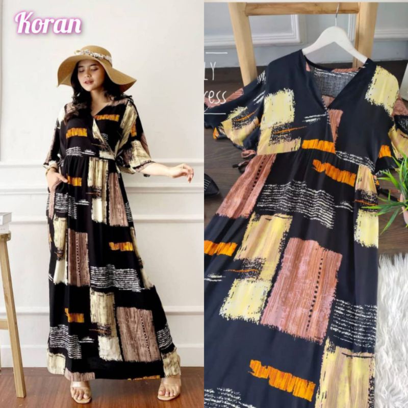 Daster Kimono Busui Tali Samping Panjang Semata Kaki / Daster Kekinian-ABSTRAK 120