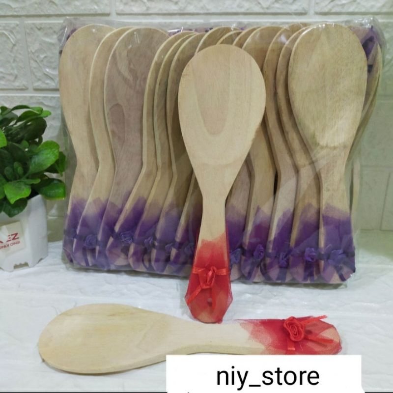 SOUVENIR CENTONG KAYU + tile pita bunga