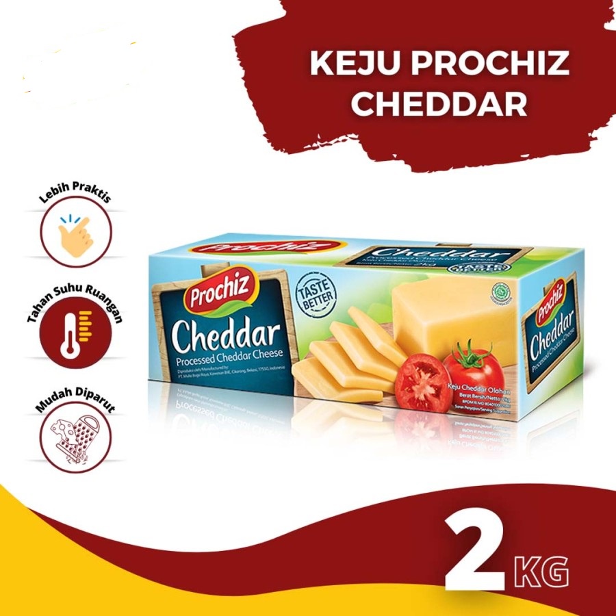 CHEDDAR CHEESE PROCHIZ 2KG HALAL KEJU CHEDAR