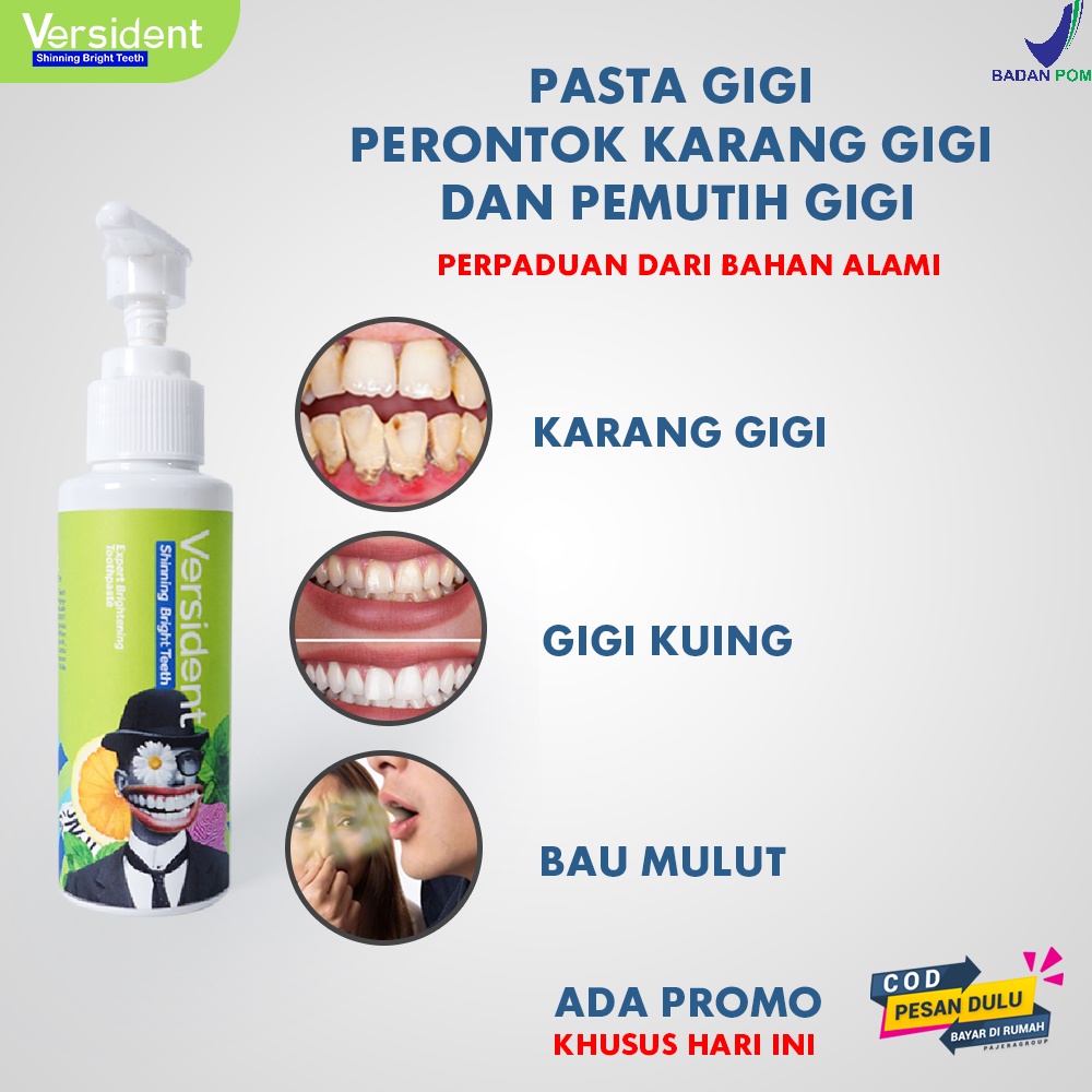 Pemutih Gigi Pasta Gigi VERSIDENT Shinning Bright Teeth - Versident Pemutih Pembersih Karang - versident