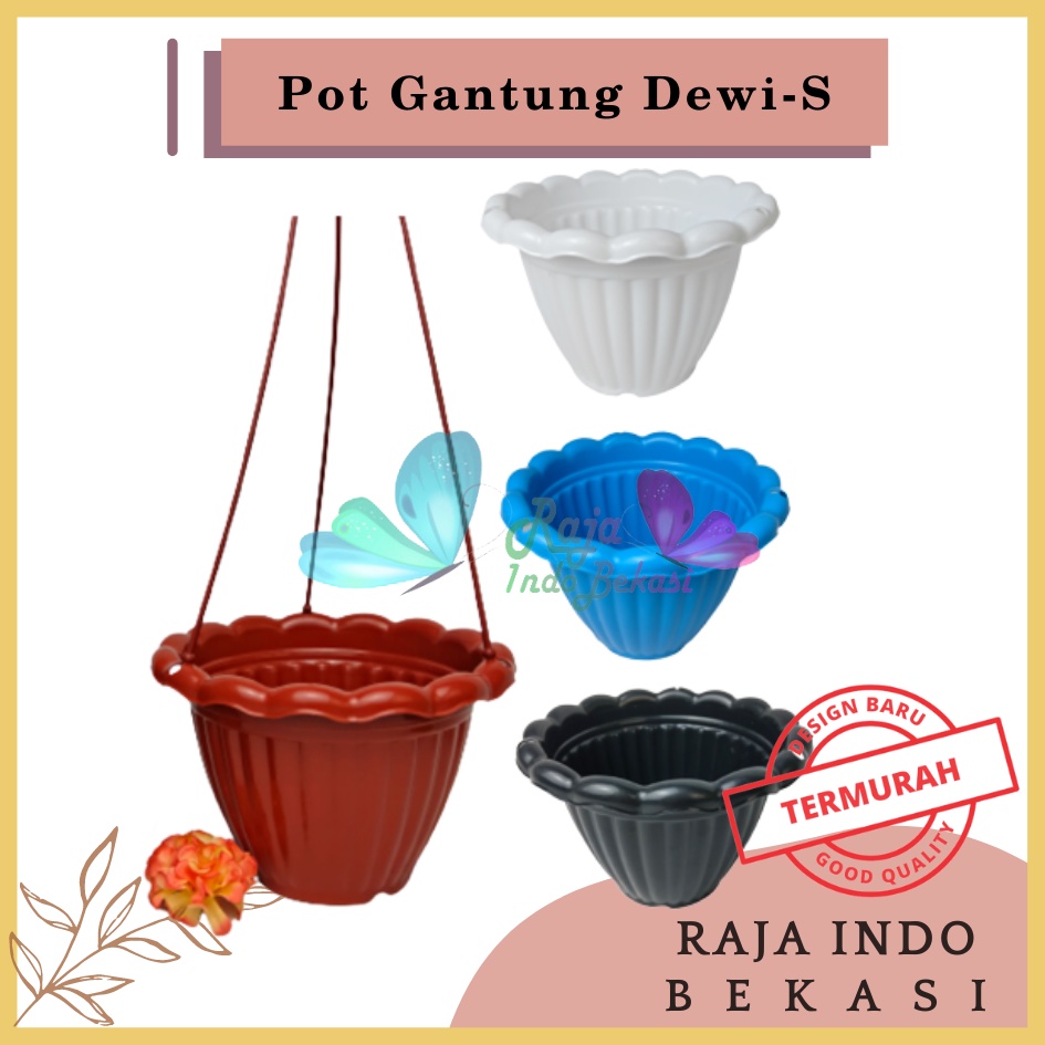 Pot Gantung Dewi S Putih Hitam Merah BataTerracota Terracotta Merah Coklat Biru Hijau Pot Gantung Renda 20 Putih Pot Bunga Gantung Murah Grosir Unik Plastik Putih