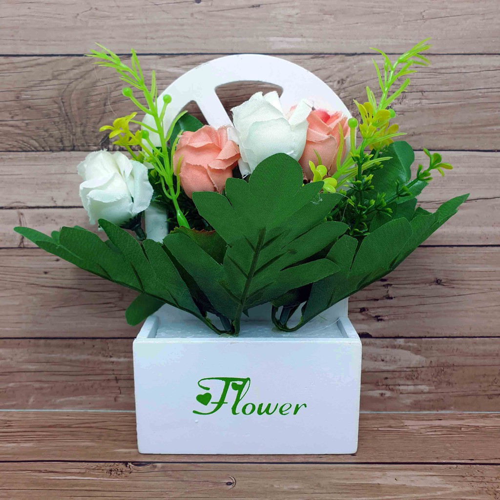 Hiasan Bunga Gantung Alternatif 1/  Bunga Dinding/ Bunga Plastik/  Bunga Artificial/ Bunga Palsu-Putih Pink