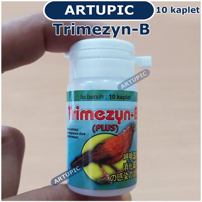 Trimezyn-B Plus isi 10 Kaplet Obat burung plus sakit sesak pernafasan stress muka bengkak