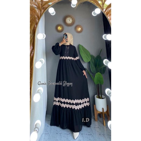 Gamis ceruty sirkel mix swaroski renda Zigzag