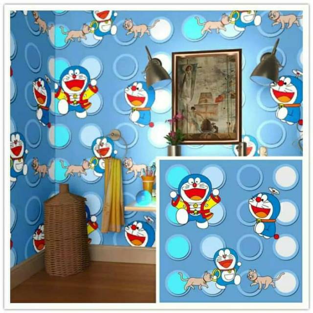 Wallpaper Sticker Motif Doraemon Pulkadot