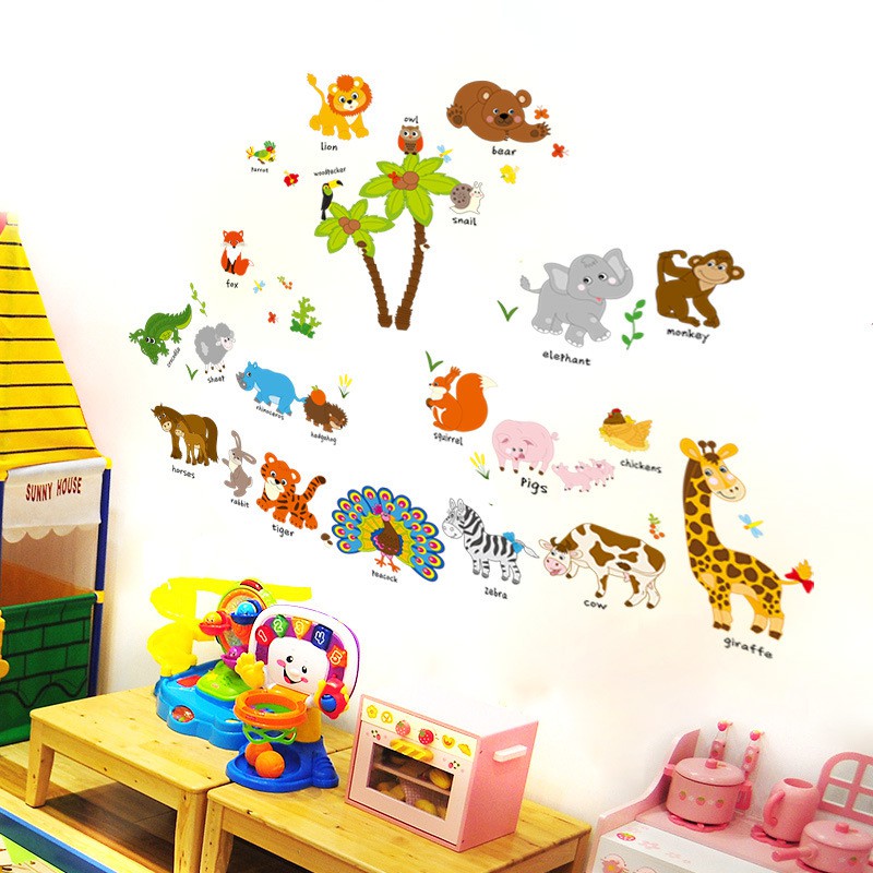 RELIZA WALL STICKER ANIMAL HEWAN ANAK ZOO STIKER DINDING SK9296