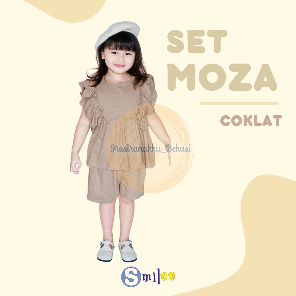 Setelan Anak Kaos Smilee Moza Warna Coklat Size 1-5Thn