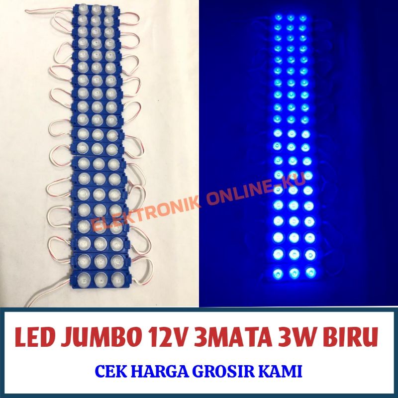 LAMPU LED JUMBO 12V 3MATA 3W BIRU