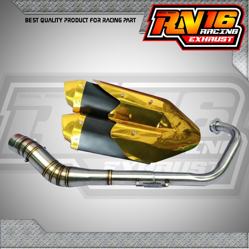knalpot racing cabang 2 gold vixion byson r15 megapro nmax pcx aerox cbr tiger