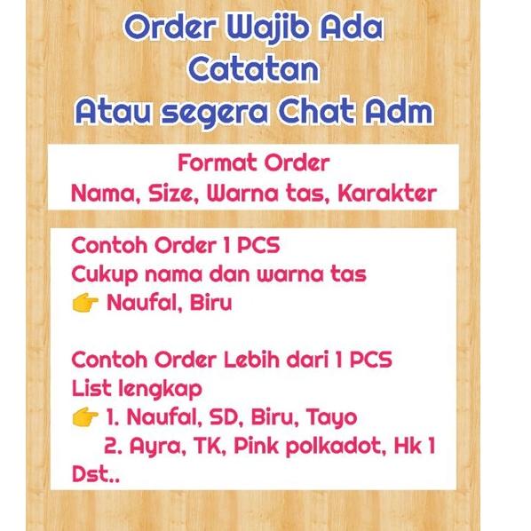 Tas ransel Anak sekolah COWOK TK SD  karkter dan nama (PART 3) 2I4