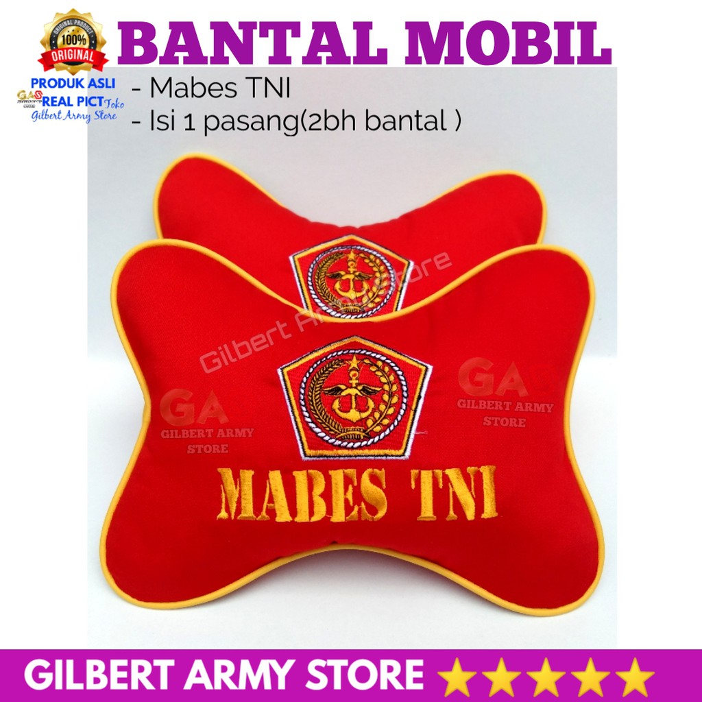 Bantal Mobil Mabes Tni Merah Gilbert army Store Sandaran Leher