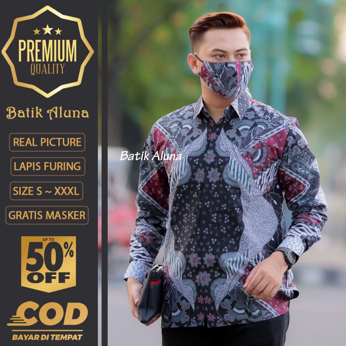 BATIK PRIA LENGAN PANJANG MEWAH PREMIUM ALUNA PRABUSENO SHANGHAI KERIS KEMEJA BATIK ACARA NIKAHAN KE