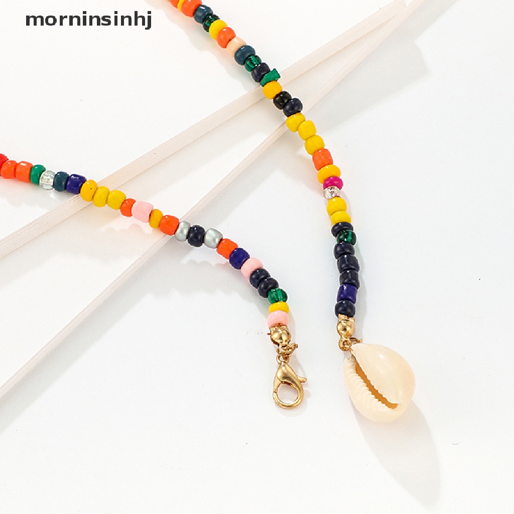 Mor Kalung Choker Multilayer Gaya Boho Dengan Manikmanik Kerang Untuk Wanita