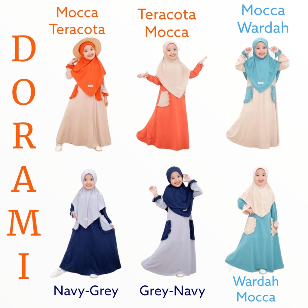 00154 Zalira Kids Gamis Anak model Dorami Size S sd XL Usia 0 bulan sd 12 Tahun Ori