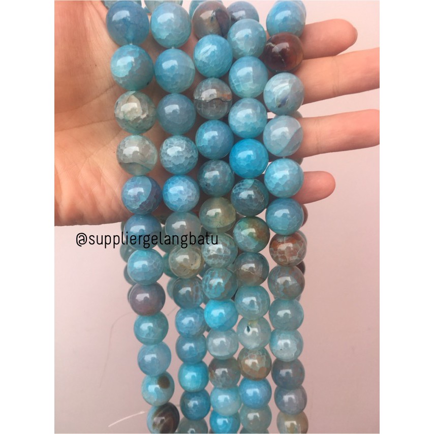 bahan blue aquamarine serat corak biru 14mm premium aksesoris craft motif fashion model pria wanita