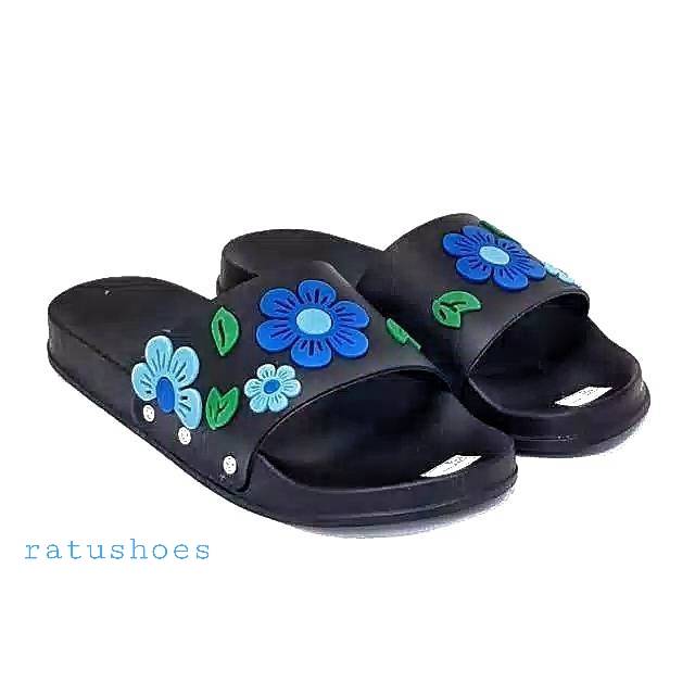 Sandal wanita sandal flat selop Motip Bunga