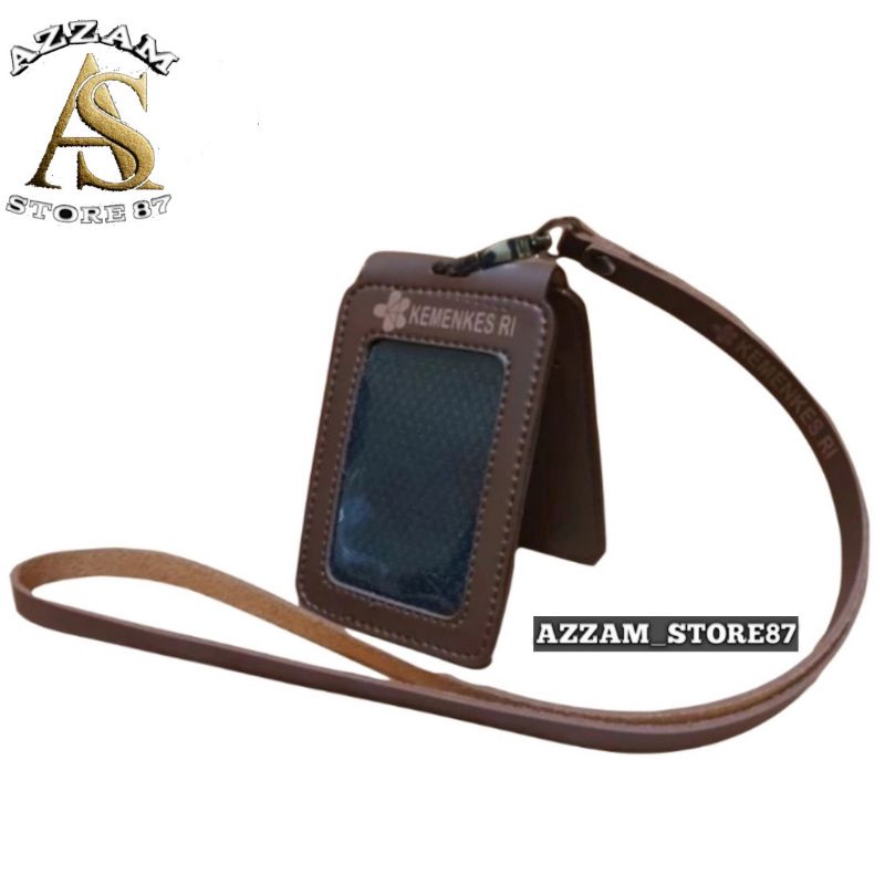 

Holder ID Card Kulit - Tali Nametag Lipat Kemenkes RI Warna Coklat