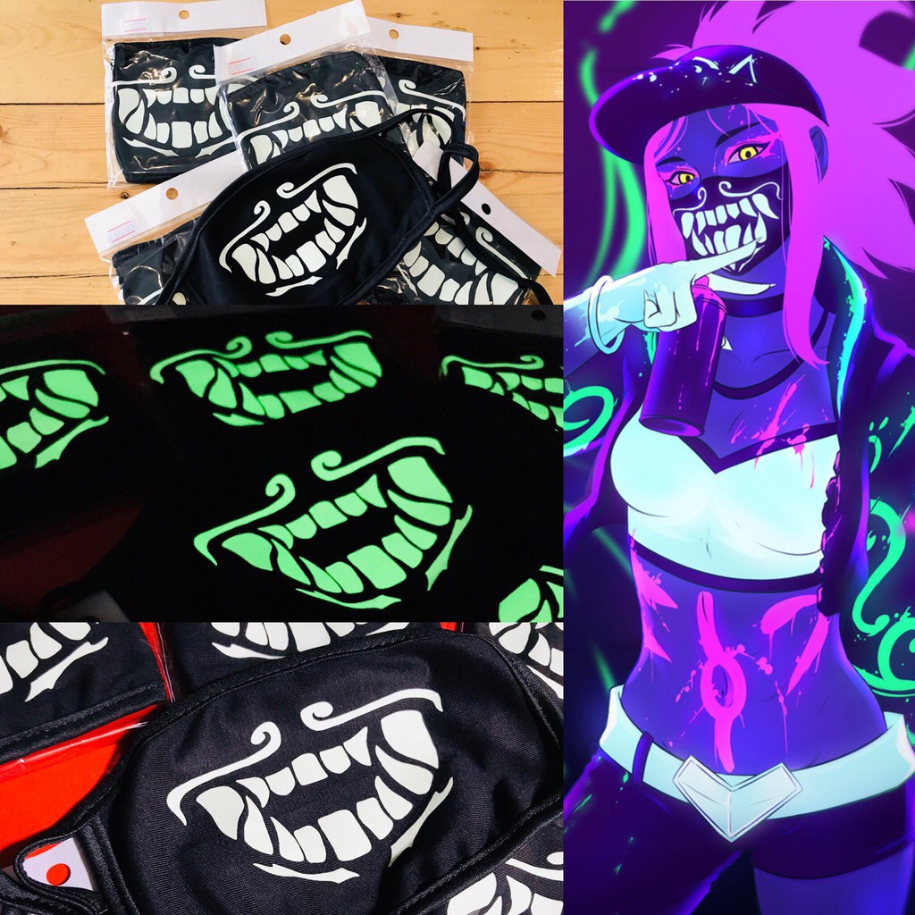 Masker K/DA Akali League of legends LOL Glow In Dark