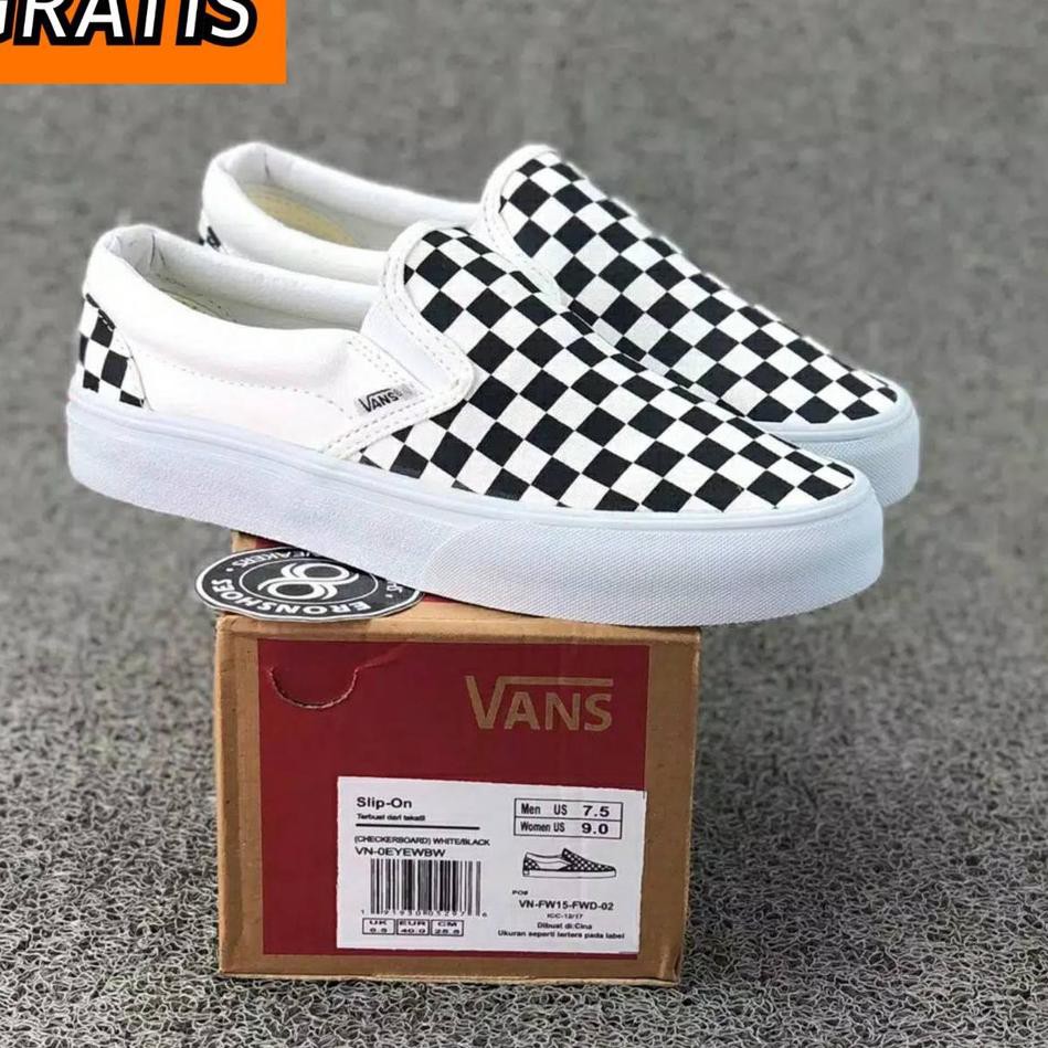 (PUM) VANS SLIP ON MONO CHECKERBOARD BLACK WHITE SNEAKERS SLIP ON CATUR 