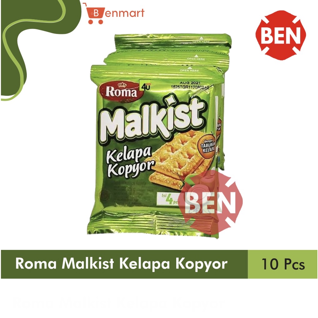 

Roma Malkist Kelapa Kopyor 1 Renceng 10 Sachet Pcs Hijau Tabur Coconut