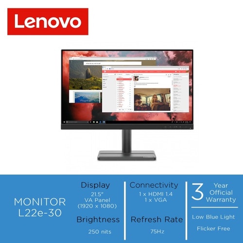 Lenovo L22e-30 21.5&quot; Monitor LED FHD VA Panel 75Hz Full HD L22e 30