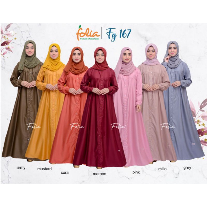 Gamis Folia FG 167 Katun Toyobo/Gamis Folia FG 167 Sale/Gamis Folia Diskon