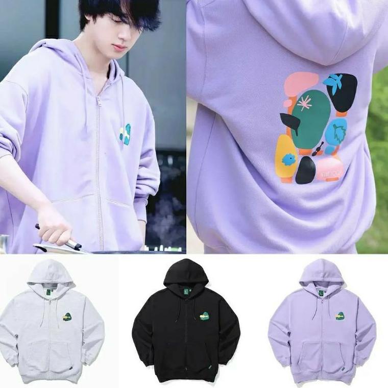 Jaket Hoodie BTS Jin style In The Soop 2 Logo depan + sablon besar belakang "TPH.10Jn22y"