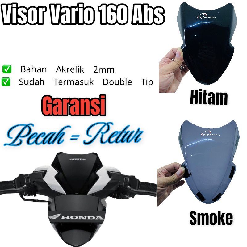 Visor New Vario 160 ABS free Doble Tip kualitas Original tersedia warna/hitam smoke/putih bening/hitam pekat