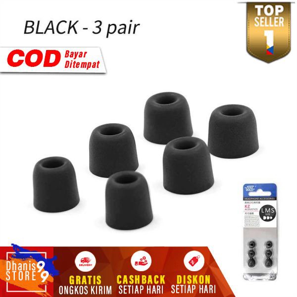 Knowledge Zenith Earbuds Eartips Memory Foam Earphone Berkualitas 3 Size Perlengkapan Erphone Henset
