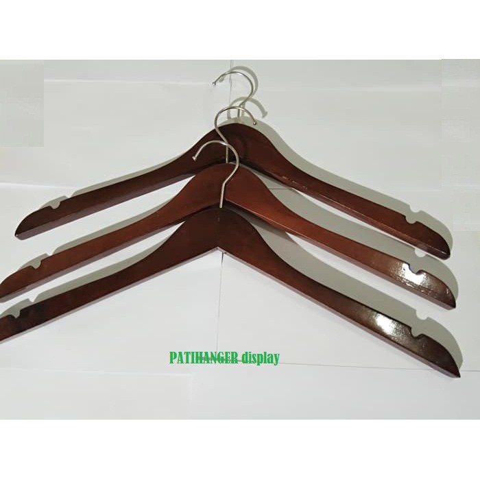 Hanger Kayu Coklat Dewasa/Gantungan Baju Kayu Coklat Tua (Wood)