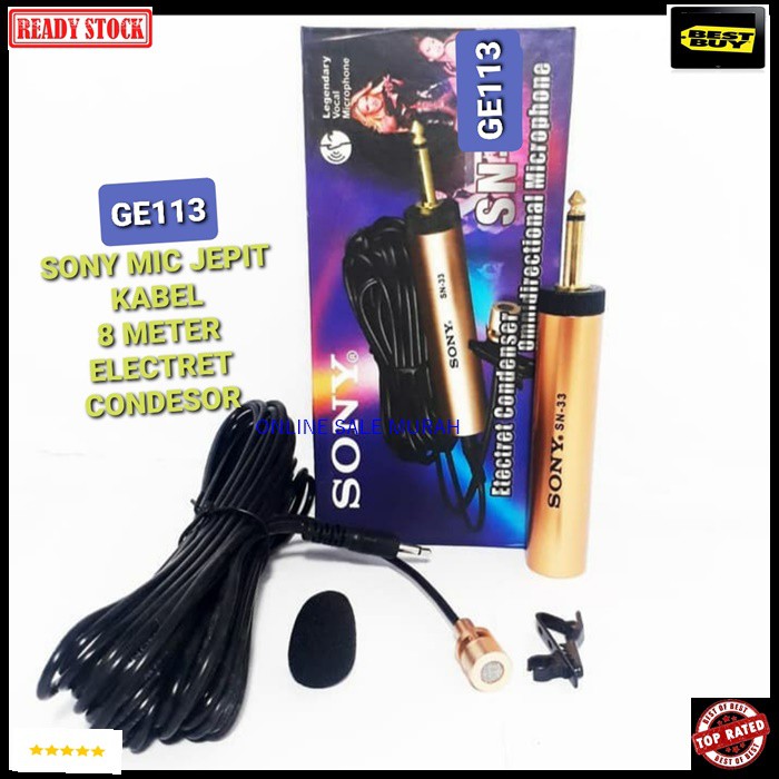 G113 sony Mic Jepit mik Kancing kabel 8 meter microphone klip on kerah baju mikrophone Clip Condensor sensitif peka aux mikrophone mik karaoke sound system audio youtuber cable G113   Bisa DIPAKAI SEGALA JENIS AUDIO SOUND  PEKA SENSITIF  PAKAI BATERAI AA