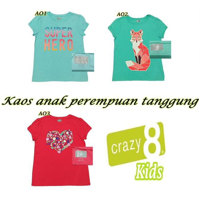 Kaos Anak Perempuan Remaja Tanggung Crazy 8 import branded ori murah