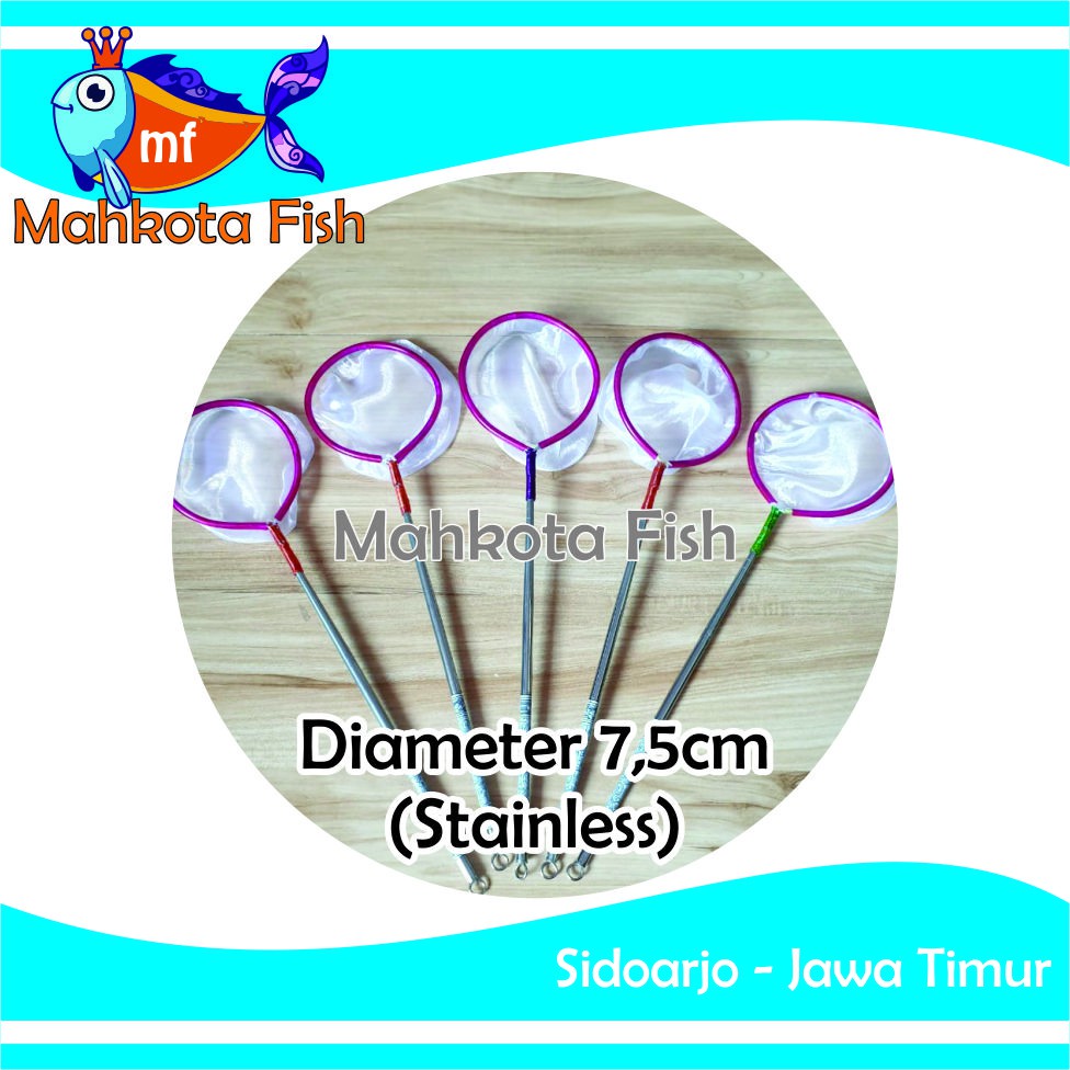 Serok Ikan BULAT 7,5 CM STAINLEES / SEROK STENLIS / Jaring Ikan / Seser Ikan | GRATIS PACKING KARDUS !!!