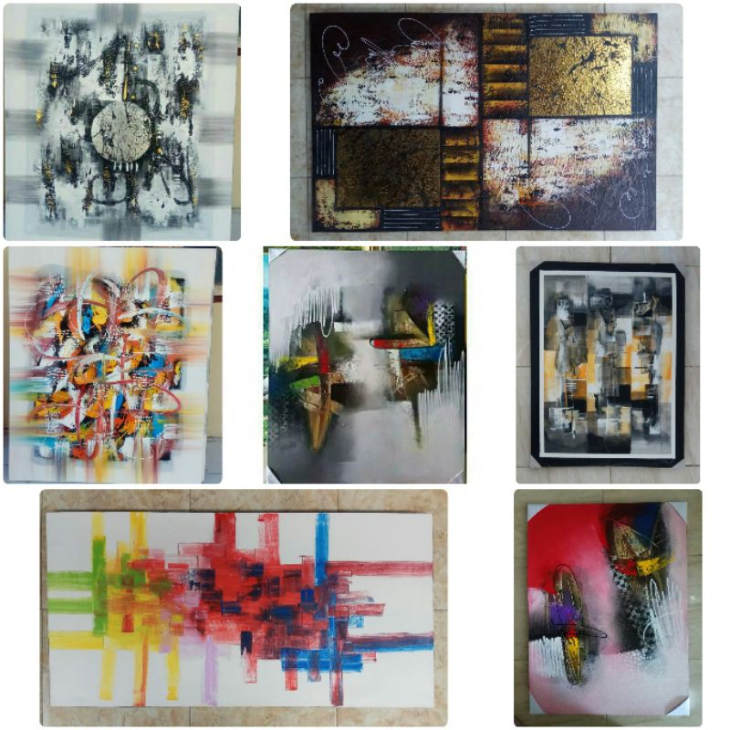 Lukisan lembaran Abstrak nuansa Bali