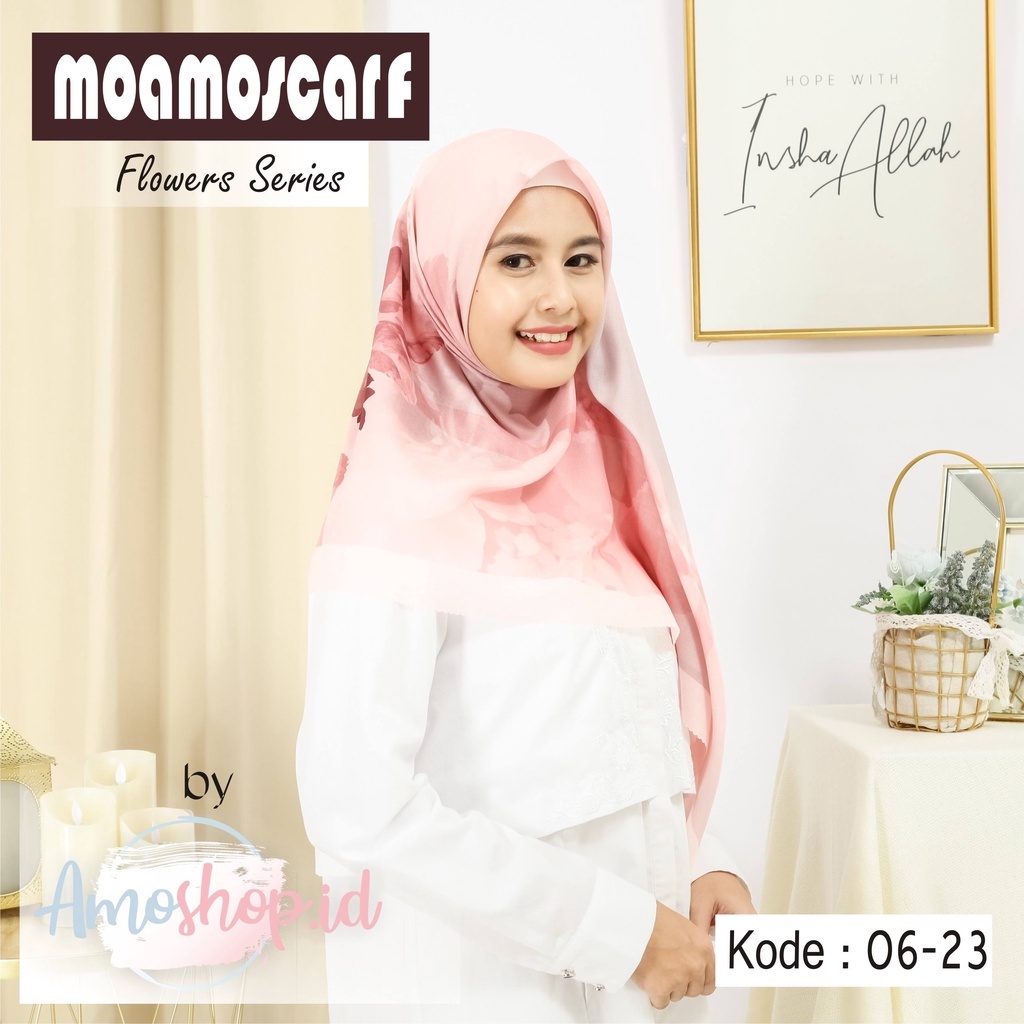 Hijab Segi Empat Jilbab Kerudung Motif Murah Voal Lasercut Scarf Flower Series