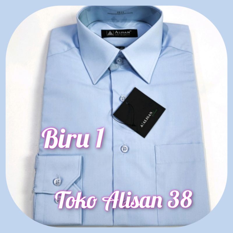 Alisan Polos Regular Lengan Panjang Warna Biru 1/ Biru 2