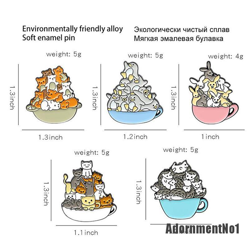 (Adornmentno1) Bros Pin Enamel Bentuk Kartun Kucing / Anjing / Cangkir Untuk Aksesoris Tas Ransel / Mantel