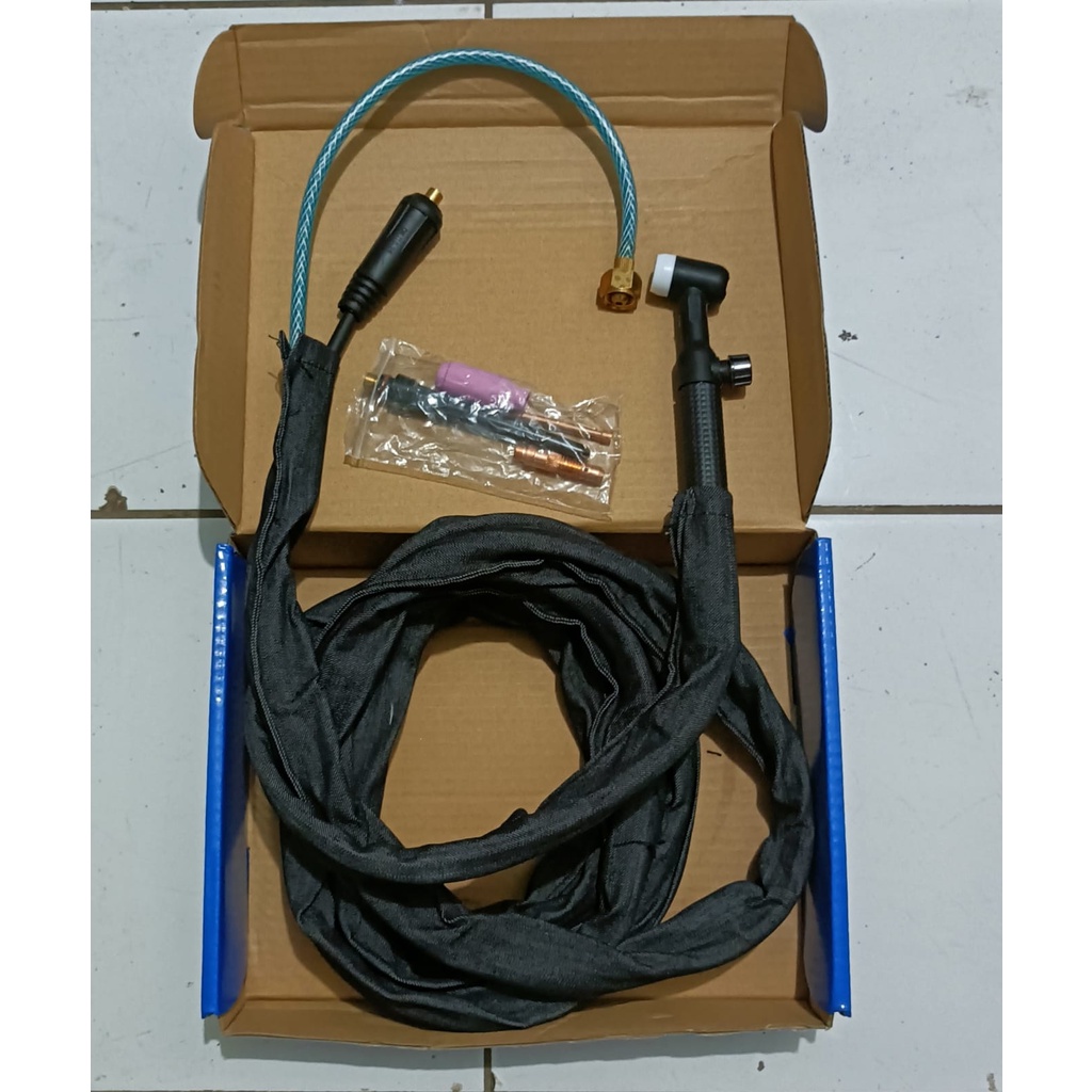 PAKET LAS ARGON Tig Torch Stang Kabel Selang Las Argon WP17V 4M + Regulator Argon